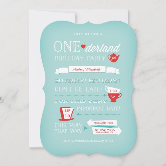 Onederland Birthday Invitation Kaart (Voorkant)