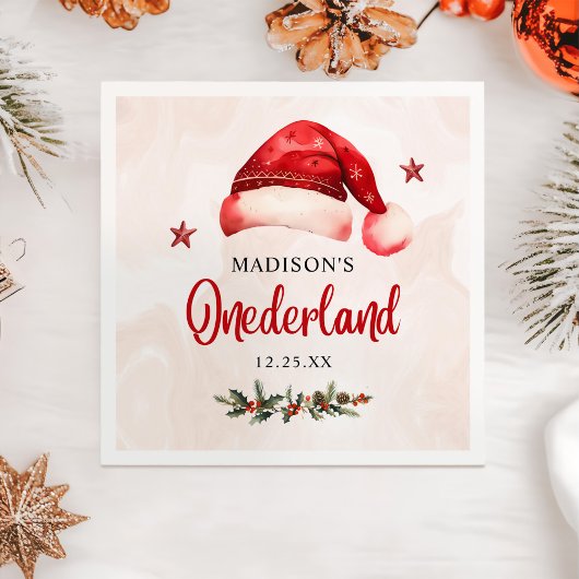 Onederland Christmas Santa Hat 1e verjaardag Servet