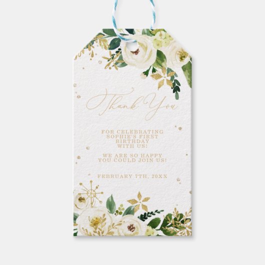 Onederland eerste verjaardag Dank u wel Cadeaulabel (Voorkant)