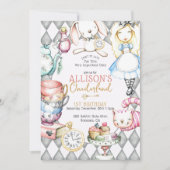 Onederland eerste verjaardag thee party uitnodigin kaart (Voorkant)