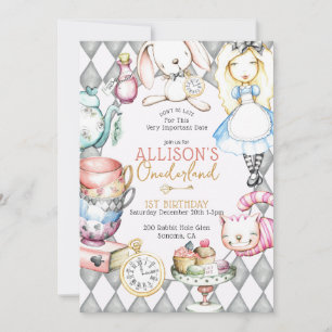 Onederland eerste verjaardag thee party uitnodigin kaart