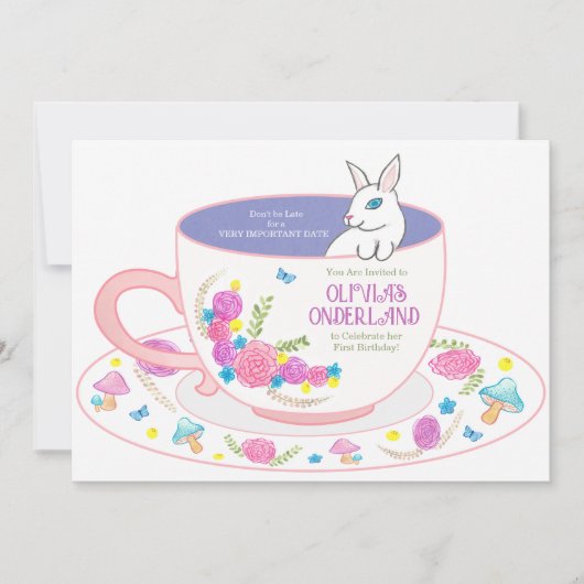 Onederland Eerste Verjaardag Uitnodiging Waterverf (Voorkant)