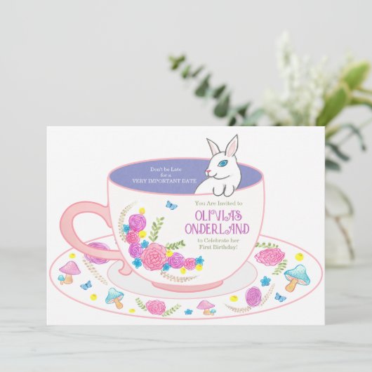 Onederland Eerste Verjaardag Uitnodiging Waterverf (Staand voorkant)