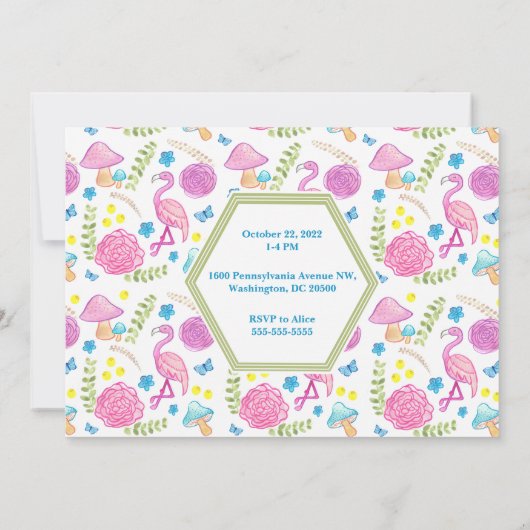 Onederland Eerste Verjaardag Uitnodiging Waterverf (Achterkant)