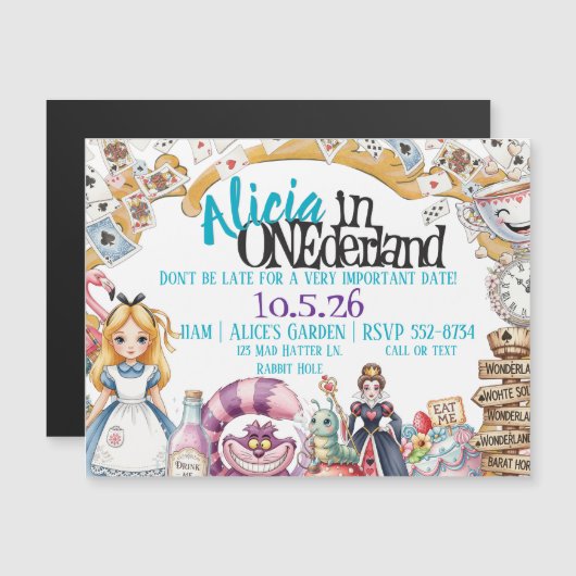 ONEderland eerste verjaardag uitnodigingsmagneet (Voorkant / Achterkant)