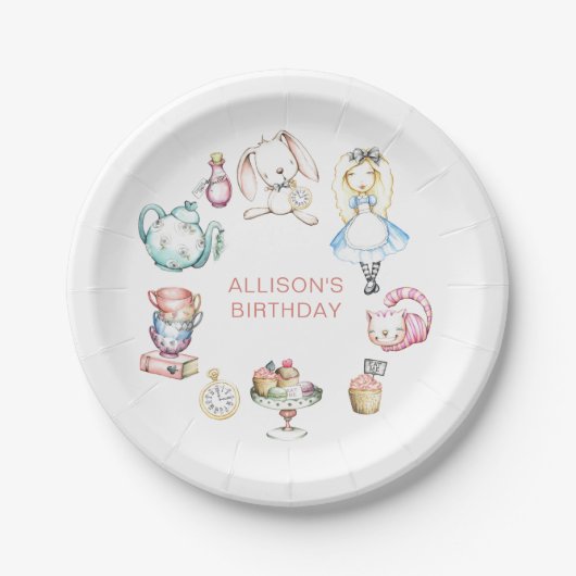 Onederland eerste verjaardagsfeestje papieren bordje (Voorkant)