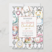 Onederland eerste verjaardagsfeestuitnodiging kaart (Voorkant)