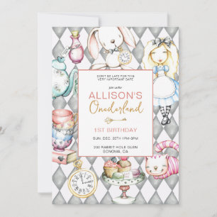 Onederland eerste verjaardagsfeestuitnodiging kaart