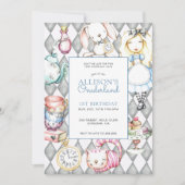 ONEderland Girl's Eerste Verjaardag Uitnodiging (Voorkant)