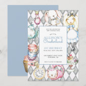 ONEderland Girl's Eerste Verjaardag Uitnodiging (Voorkant / Achterkant)