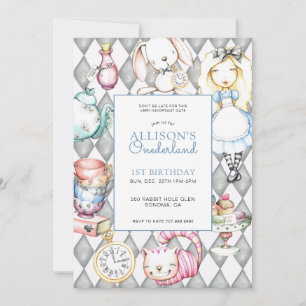 ONEderland Girl's Eerste Verjaardag Uitnodiging