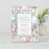 ONEderland Meisje's 1e Verjaardag Uitnodiging (Staand voorkant)