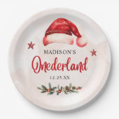 Onederland Santa Hat 1e verjaardag Papieren Bordje (Voorkant)