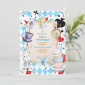 Onederland Tea Alice in Wonderland 1e verjaardag Kaart (Staand voorkant)