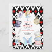 Onederland Tea Alice in Wonderland 1e verjaardag Kaart (Voorkant)
