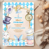Onederland Tea Alice in Wonderland 1e verjaardag Kaart
