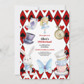 Onederland Tea Alice in Wonderland 1e verjaardag Kaart (Voorkant)
