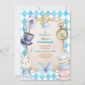 Onederland Tea Alice in Wonderland 1e verjaardag Kaart (Voorkant)