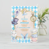 Onederland Tea Alice in Wonderland 1e verjaardag Kaart (Staand voorkant)