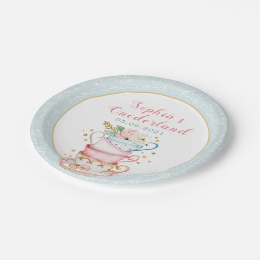 Onederland Tea Party 1st Birthday Paper Bord (Gekanteld)