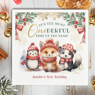 Onederland Winter Dieren 1e Verjaardagsfeestje Servet