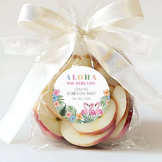 Onederland Zomer Tropische Flamingo 1e verjaardag Ronde Sticker