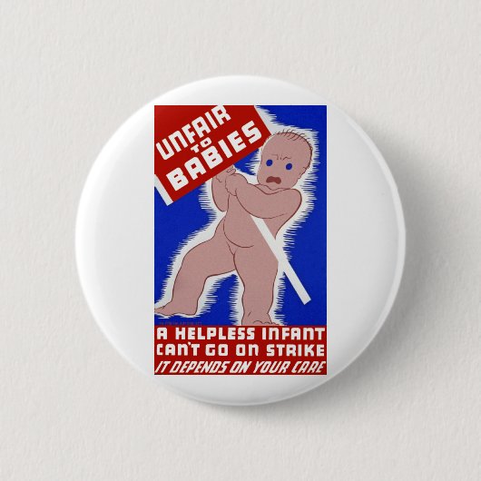 Oneerlijke behandeling van baby's ronde button 5,7 cm (Voorkant)