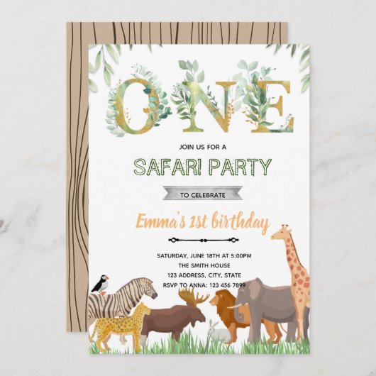 ONEgreenery dierentuin feestje uitnodiging (Voorkant / Achterkant)