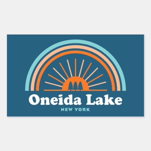 Oneida Lake New York Rainbow Rechthoekige Sticker (Voorkant)