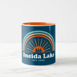 Oneida Lake New York Rainbow Tweekleurige Koffiemok