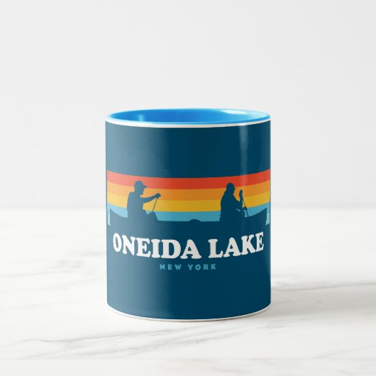 Oneida Lake New York Tweekleurige Koffiemok (Center)