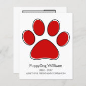 oneigenlijke herdenkingskaart voor gezelschapsdier (Voorkant / Achterkant)