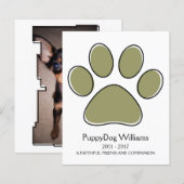 oneigenlijke herdenkingskaart voor gezelschapsdier (Voorkant / Achterkant)