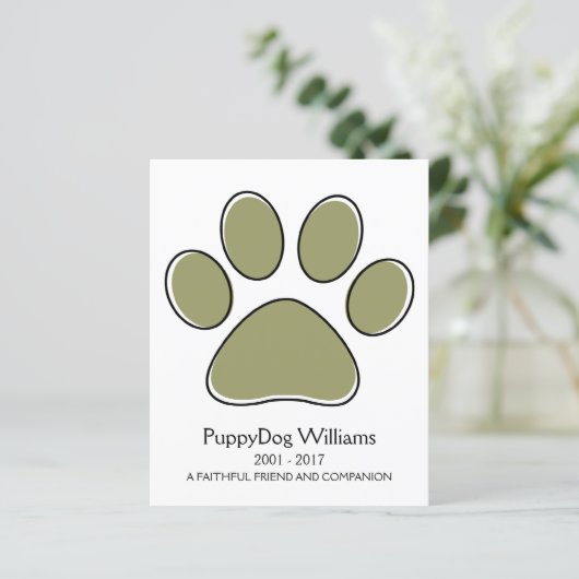 oneigenlijke herdenkingskaart voor gezelschapsdier (Staand voorkant)