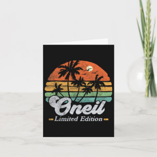Oneil Surname Funny Retro 90s Birthday Beach Famil Kaart