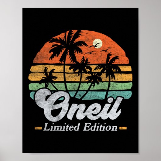 Oneil Surname Funny Retro 90s Birthday Beach Famil Poster (Voorkant)