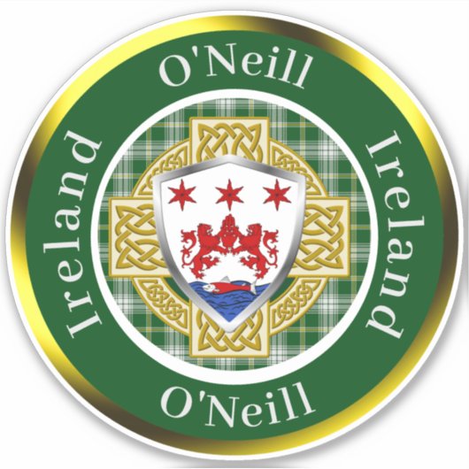 O'Neill Ierse Schild/Celtisch Kruis Persoonlijk Sticker (Voorkant)