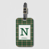 O'Neill Tartan Green en Tan Plaid Patroon Bagagelabel (Voorkant (verticaal))