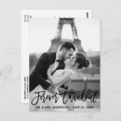 Oneindig Dankbaar Brush Script Trouwfoto Modern Briefkaart (Voorkant / Achterkant)