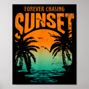 Oneindig jagen op zonsondergang Workout Zomer Casu Poster