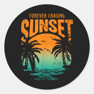 Oneindig jagen op zonsondergang Workout Zomer Casu Ronde Sticker