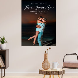 Oneindig Koppel Foto Verlovings Welkom Teken Paal Poster