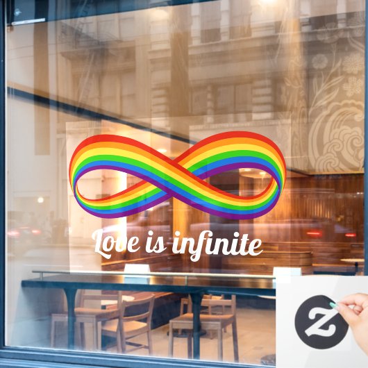 Oneindig liefdessymbool Regenboog Cool Oneindighei Raamsticker (Cafe Raam)