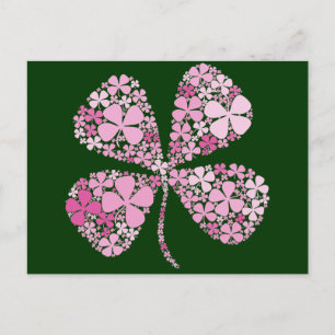 oneindig Lucky Pink Clover Briefkaart