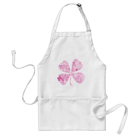 oneindig Lucky Pink Clover Standaard Schort (Voorkant)