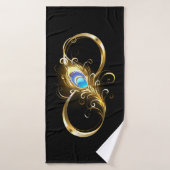 Oneindig met gouden pauwenveer badhanddoek (Badhanddoek)
