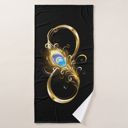 Oneindig met gouden pauwenveer badhanddoek (Badhanddoek)