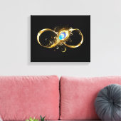 Oneindig met gouden pauwenveer canvas afdruk (Insitu (Woonkamer))