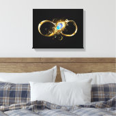 Oneindig met gouden pauwenveer canvas afdruk (Insitu (Slaapkamer))