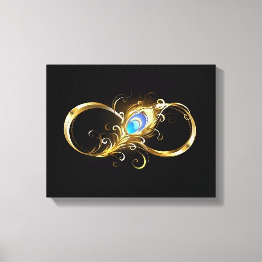 Oneindig met gouden pauwenveer canvas afdruk (Voorkant)